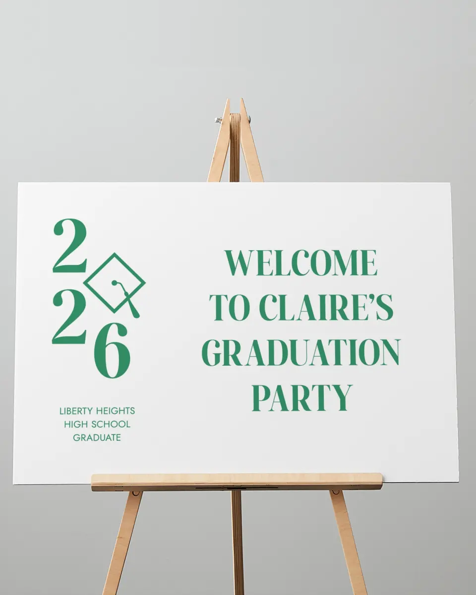 This is a 20" x 28" Welcome Grad Sign called Class Icon printed in full color