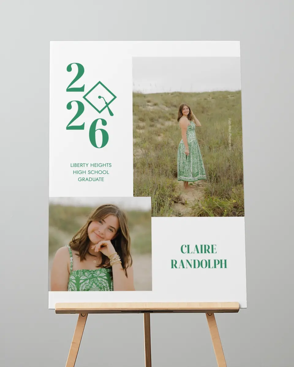 This is a 20" x 28" Welcome Grad Sign called Class Icon printed in full color