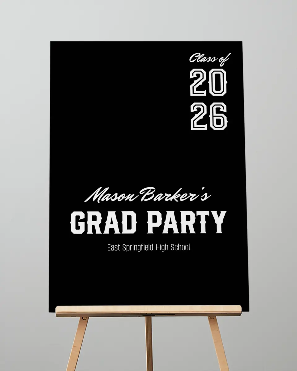 This is a 20" x 28" Welcome Grad Sign called All-Star Athlete printed in full color
