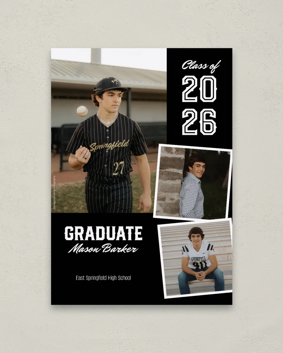 This is a 20" x 28" Welcome Grad Sign called All-Star Athlete printed in full color