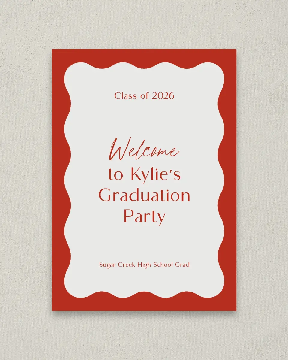 This is a 20" x 28" Welcome Grad Sign called Unwavering Spirit printed in full color