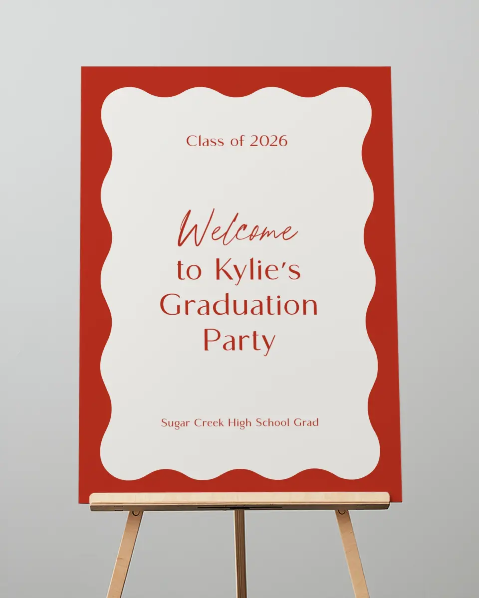 This is a 20" x 28" Welcome Grad Sign called Unwavering Spirit printed in full color