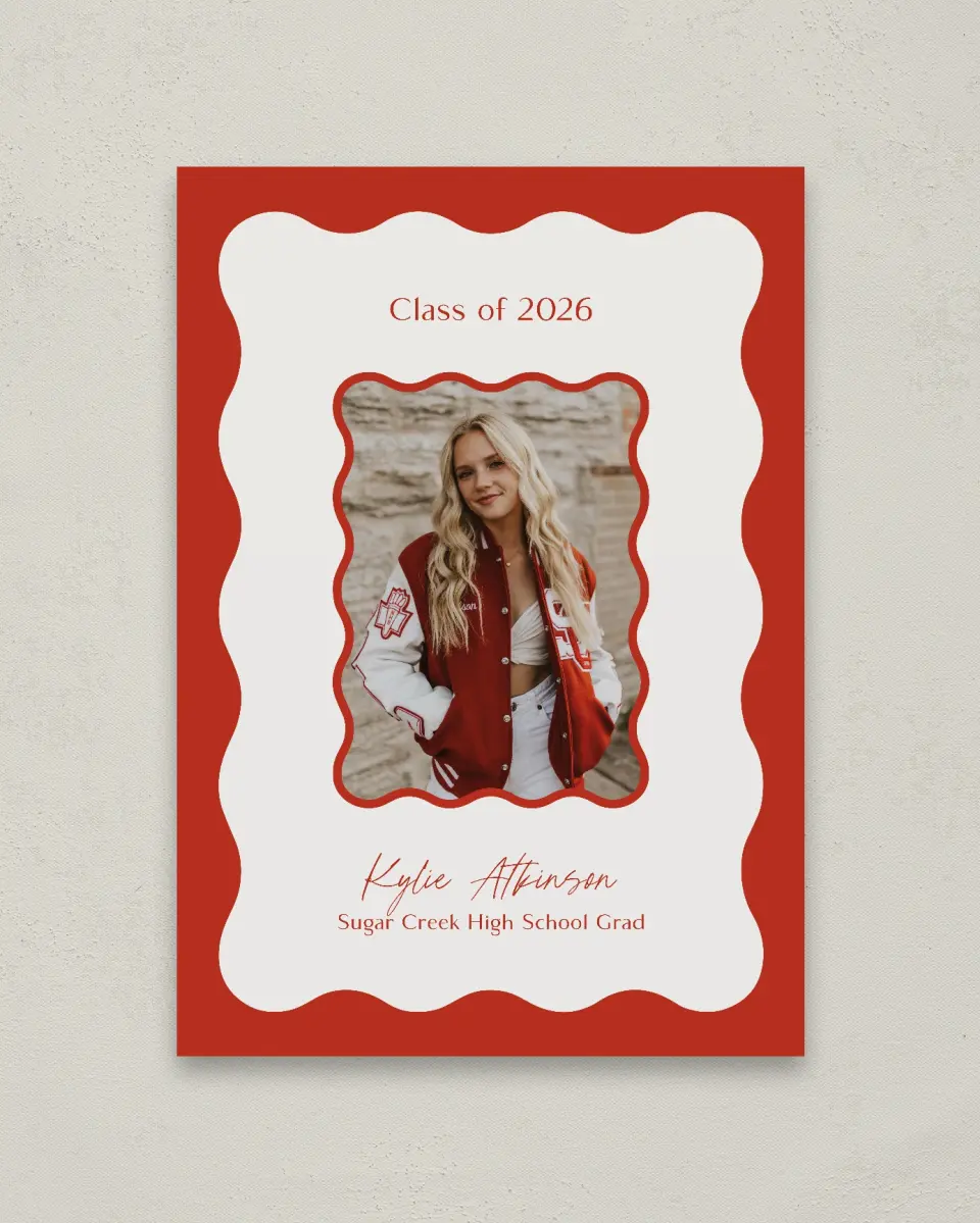 This is a 20" x 28" Welcome Grad Sign called Unwavering Spirit printed in full color with Gold foil