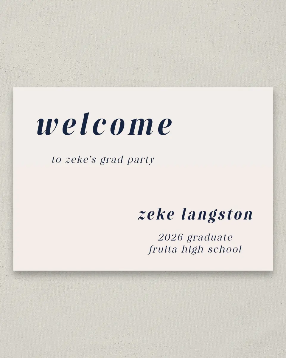 This is a 20" x 28" Welcome Grad Sign called Jumping Jubilee printed in full color