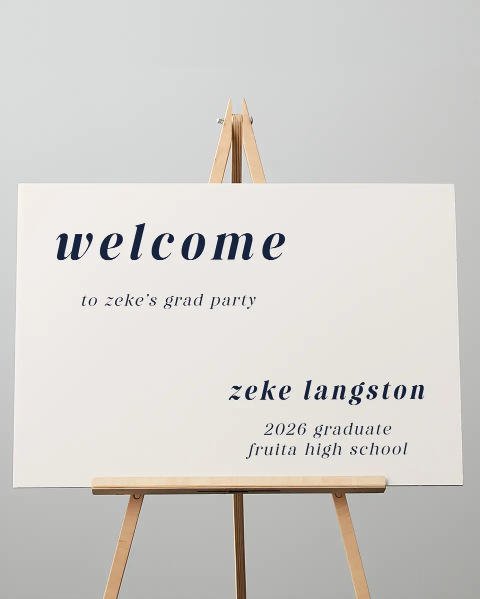 This is a 20" x 28" Welcome Grad Sign called Jumping Jubilee printed in full color