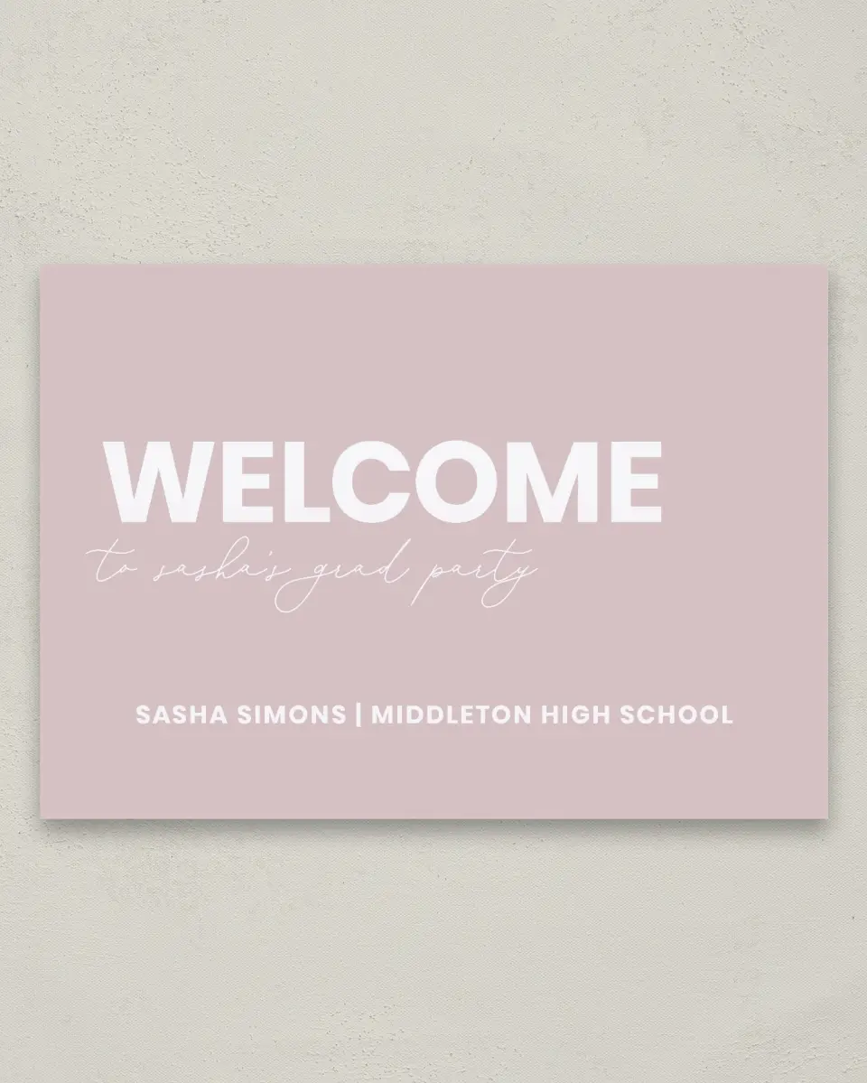 This is a 20" x 28" Welcome Grad Sign called Caps Off to You printed in full color