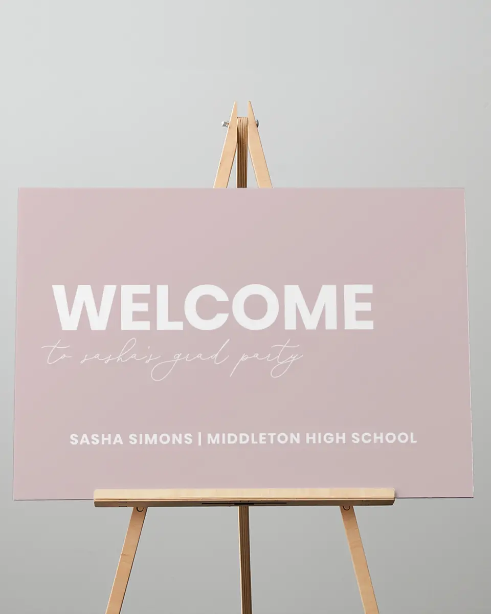 This is a 20" x 28" Welcome Grad Sign called Caps Off to You printed in full color