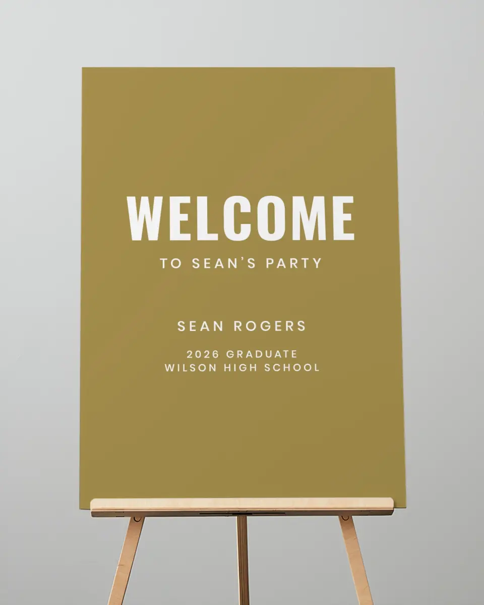 This is a 20" x 28" Welcome Grad Sign called Final Stretch printed in full color
