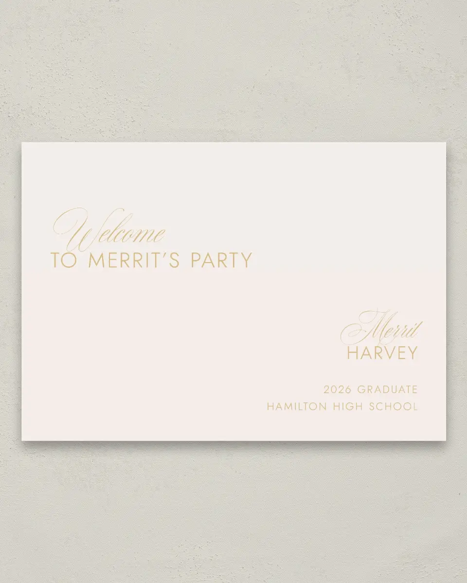 This is a 20" x 28" Welcome Grad Sign called Stay Golden printed in full color