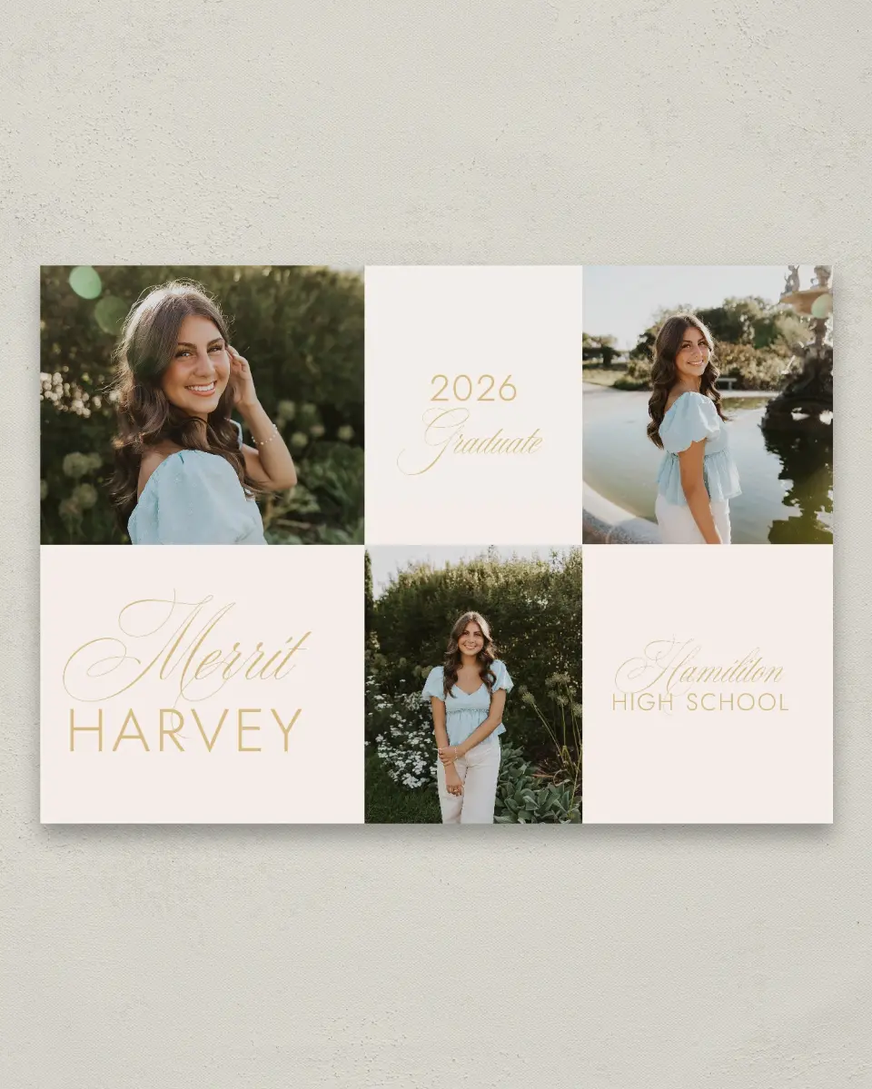 This is a 20" x 28" Welcome Grad Sign called Stay Golden printed in full color