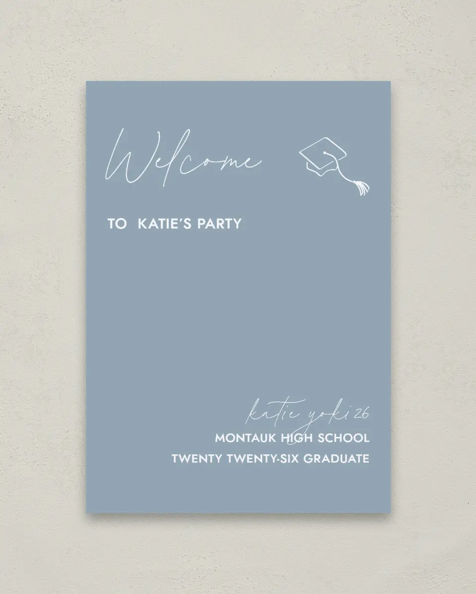 This is a 20" x 28" Welcome Grad Sign called Terrific Tassel printed in full color