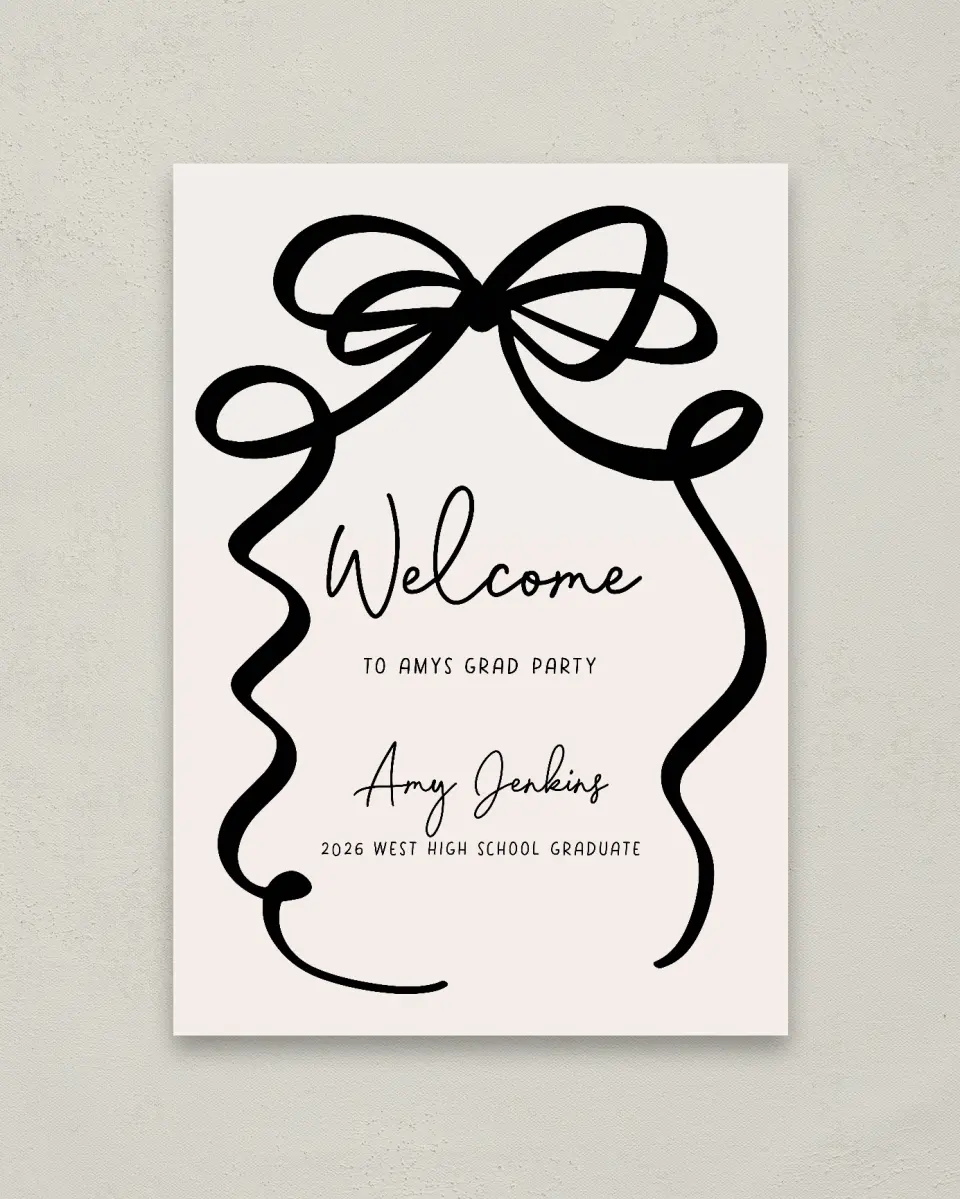 This is a 20" x 28" Welcome Grad Sign called All Tied Up printed in full color