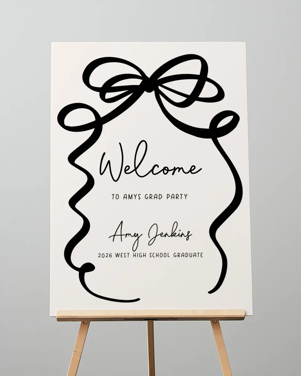 This is a 20" x 28" Welcome Grad Sign called All Tied Up printed in full color