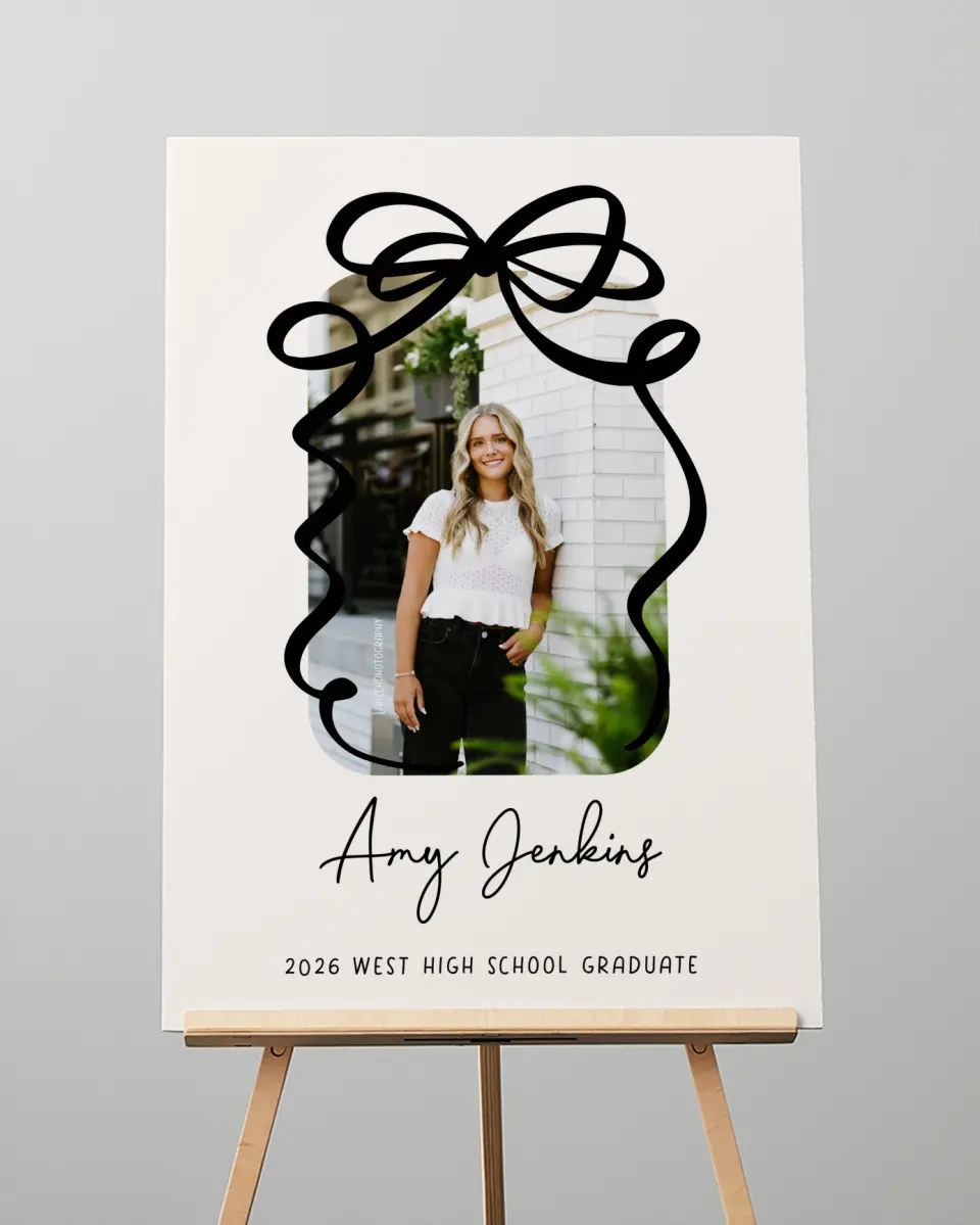 This is a 20" x 28" Welcome Grad Sign called All Tied Up printed in full color