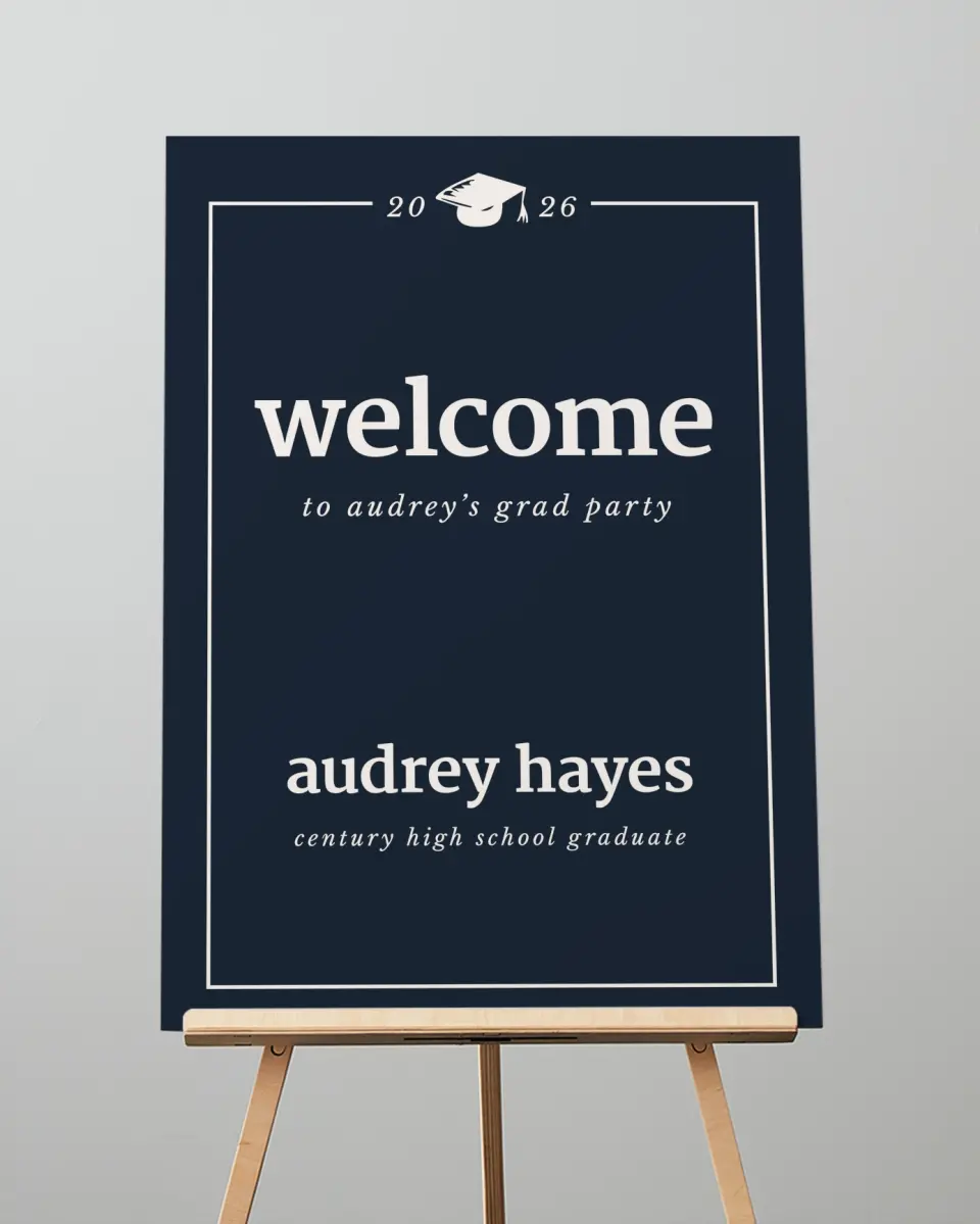 This is a 20" x 28" Welcome Grad Sign called Framed Triumph printed in full color