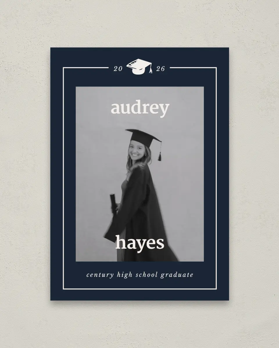 This is a 20" x 28" Welcome Grad Sign called Framed Triumph printed in full color