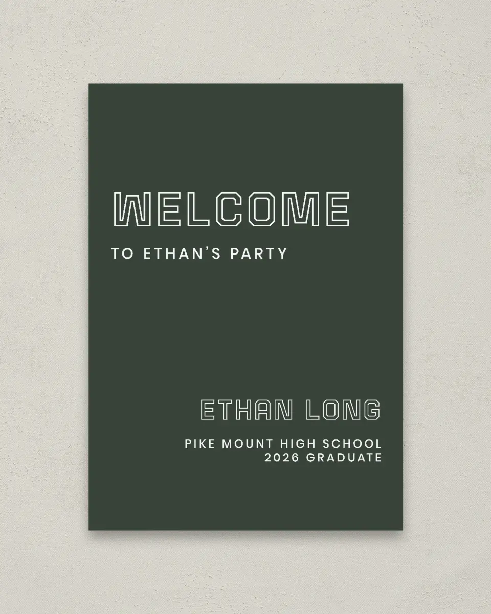 This is a 20" x 28" Welcome Grad Sign called Athletic Achievement printed in full color