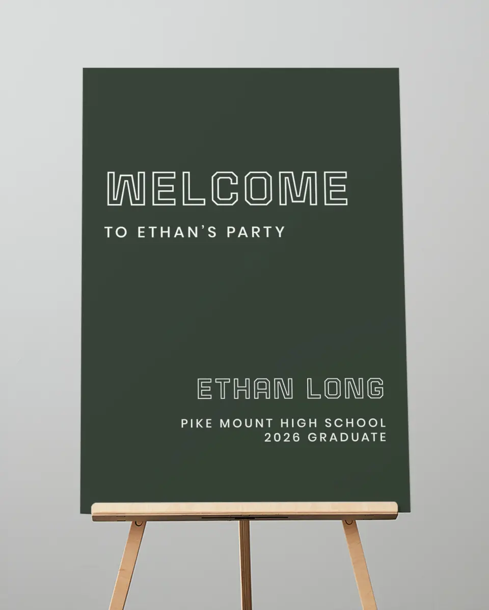 This is a 20" x 28" Welcome Grad Sign called Athletic Achievement printed in full color
