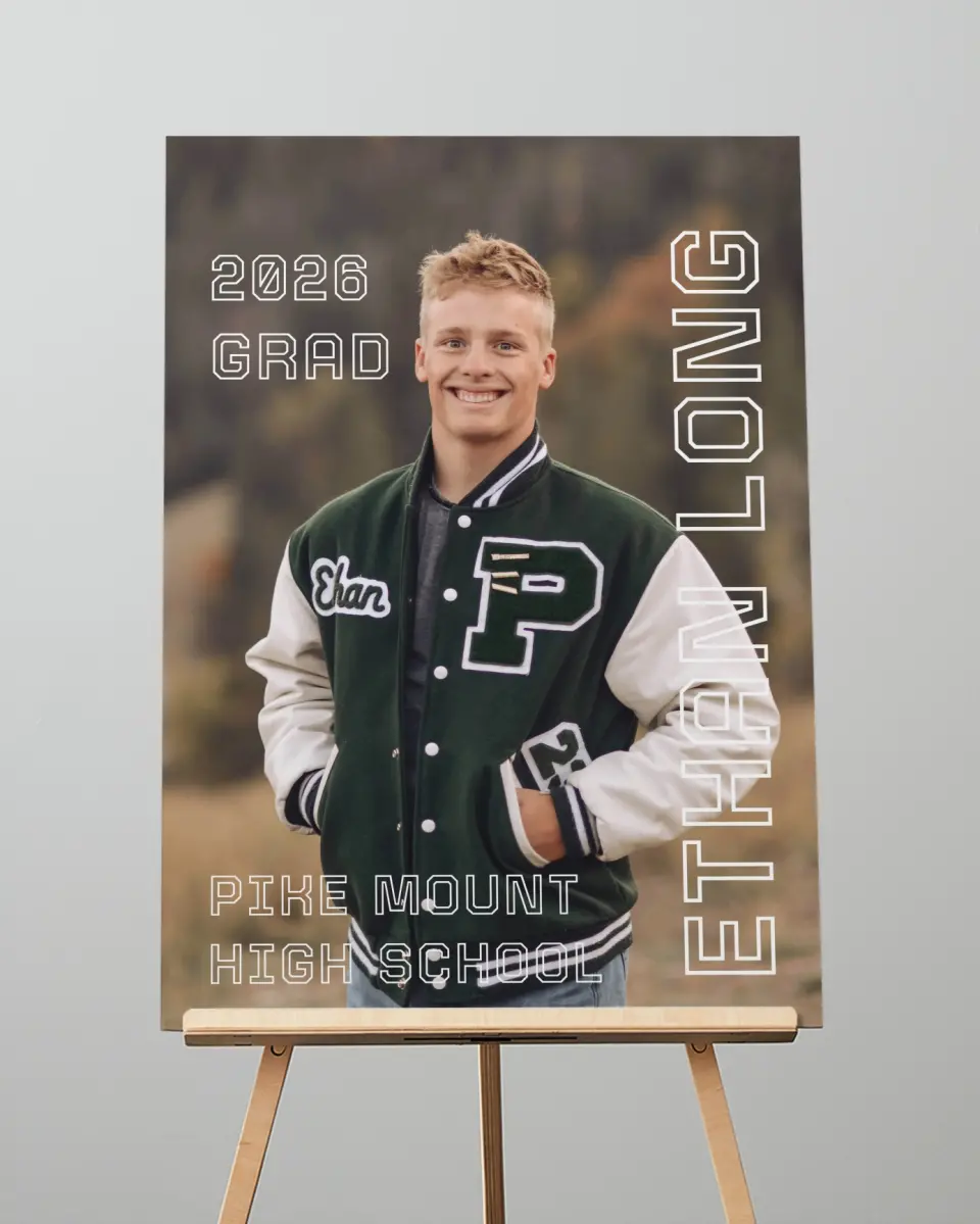 This is a 20" x 28" Welcome Grad Sign called Athletic Achievement printed in full color