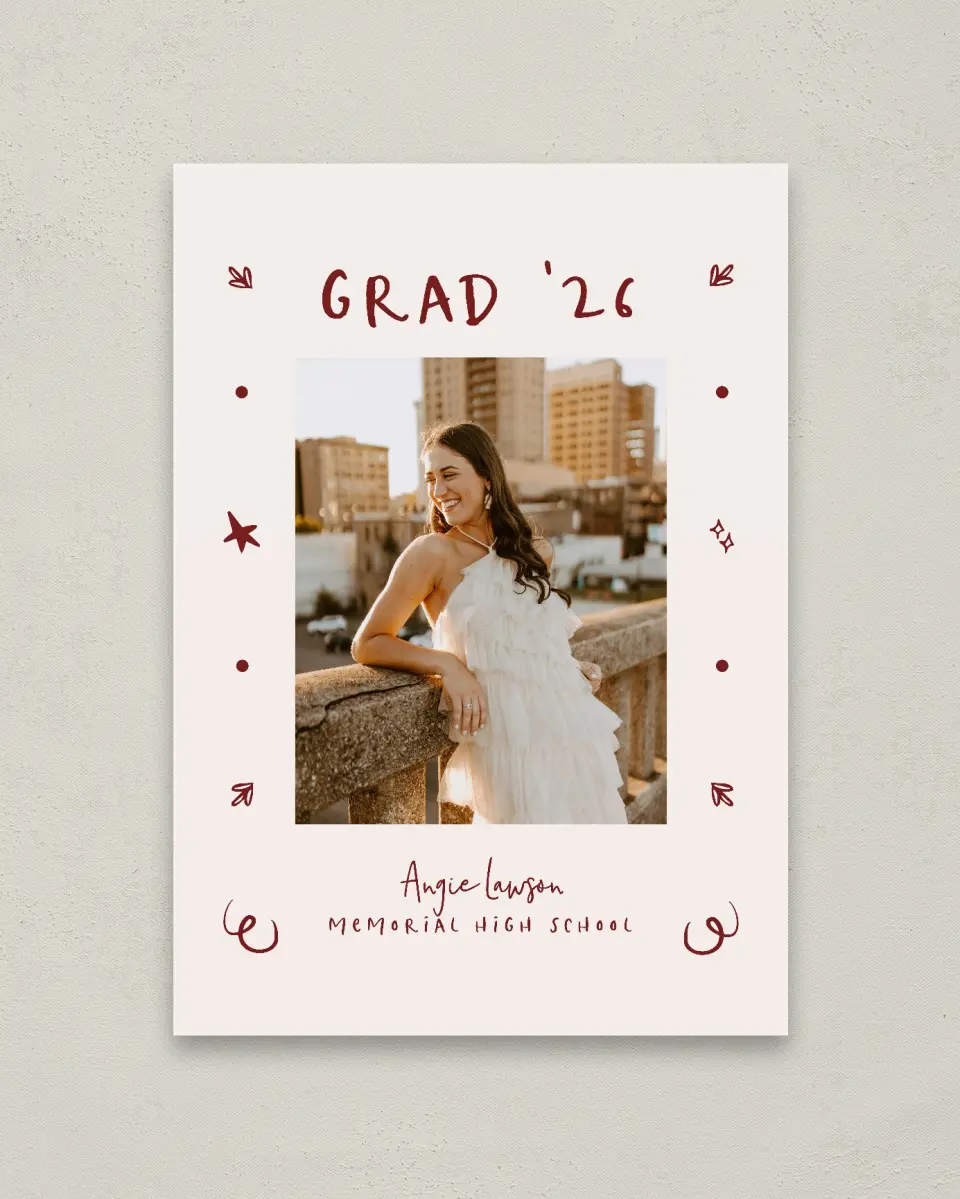 This is a 20" x 28" Welcome Grad Sign called Celebratory Confetti printed in full color with Gold foil