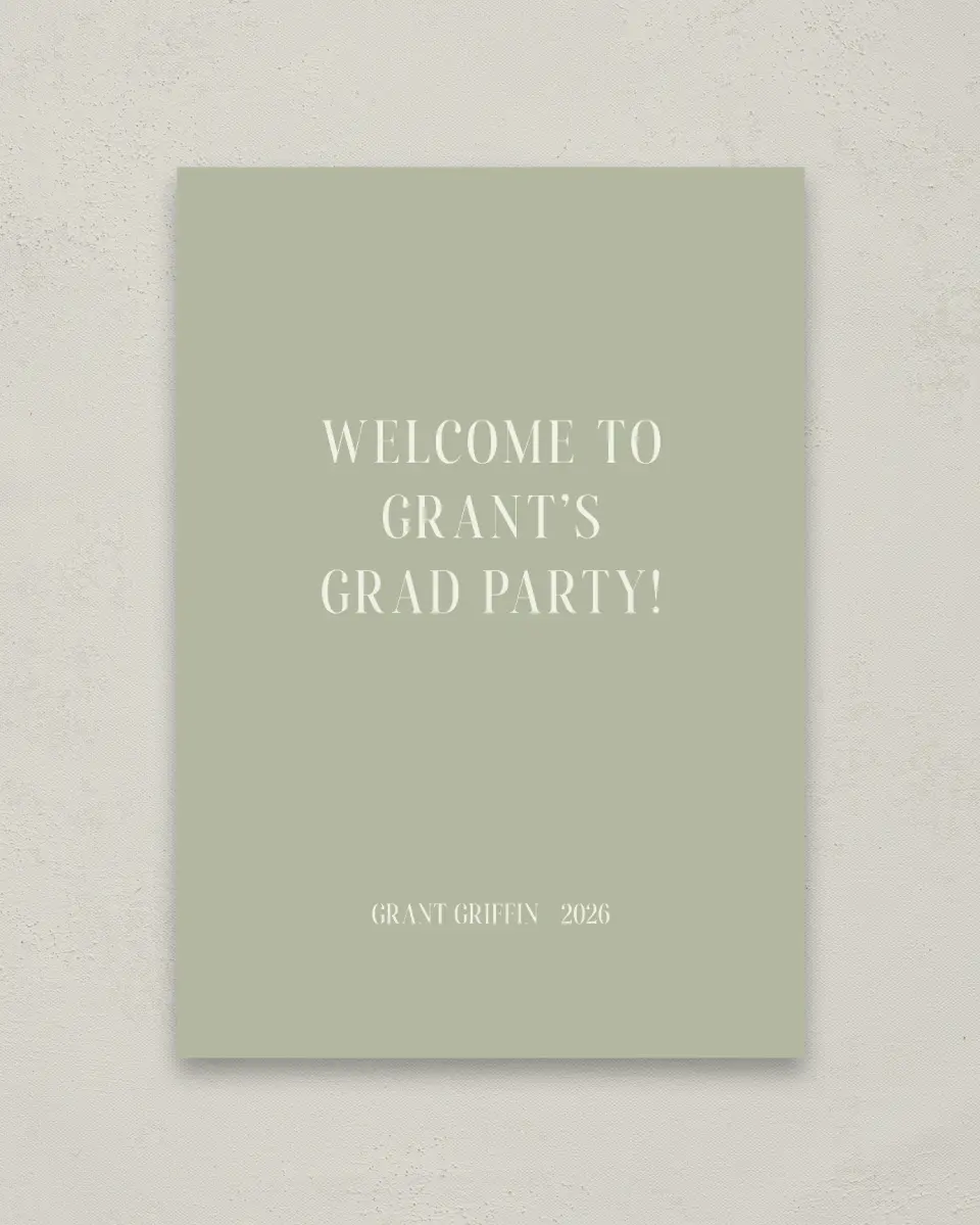 This is a 20" x 28" Welcome Grad Sign called Photo Booth printed in full color
