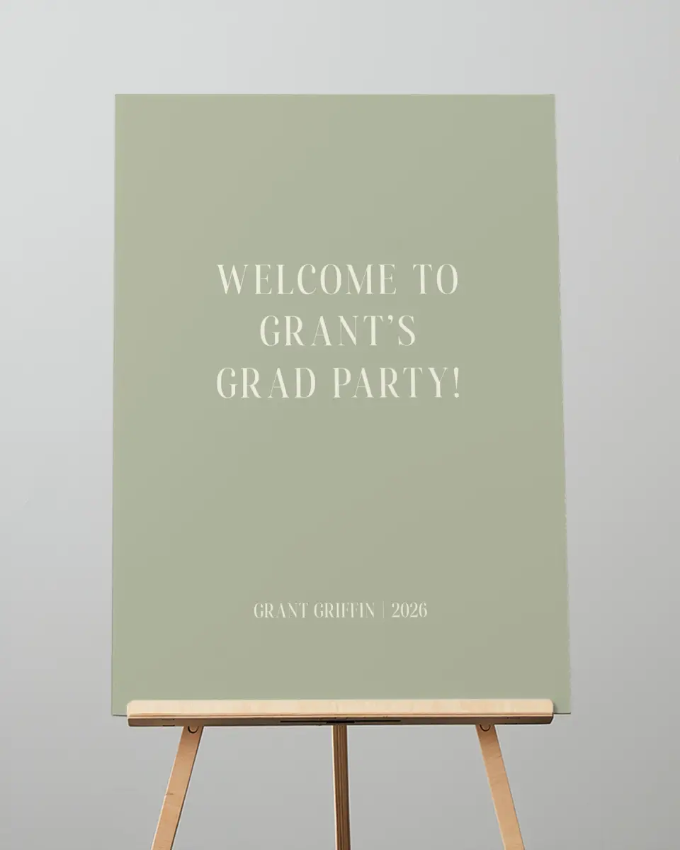 This is a 20" x 28" Welcome Grad Sign called Photo Booth printed in full color