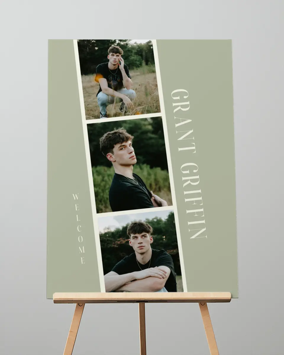 This is a 20" x 28" Welcome Grad Sign called Photo Booth printed in full color