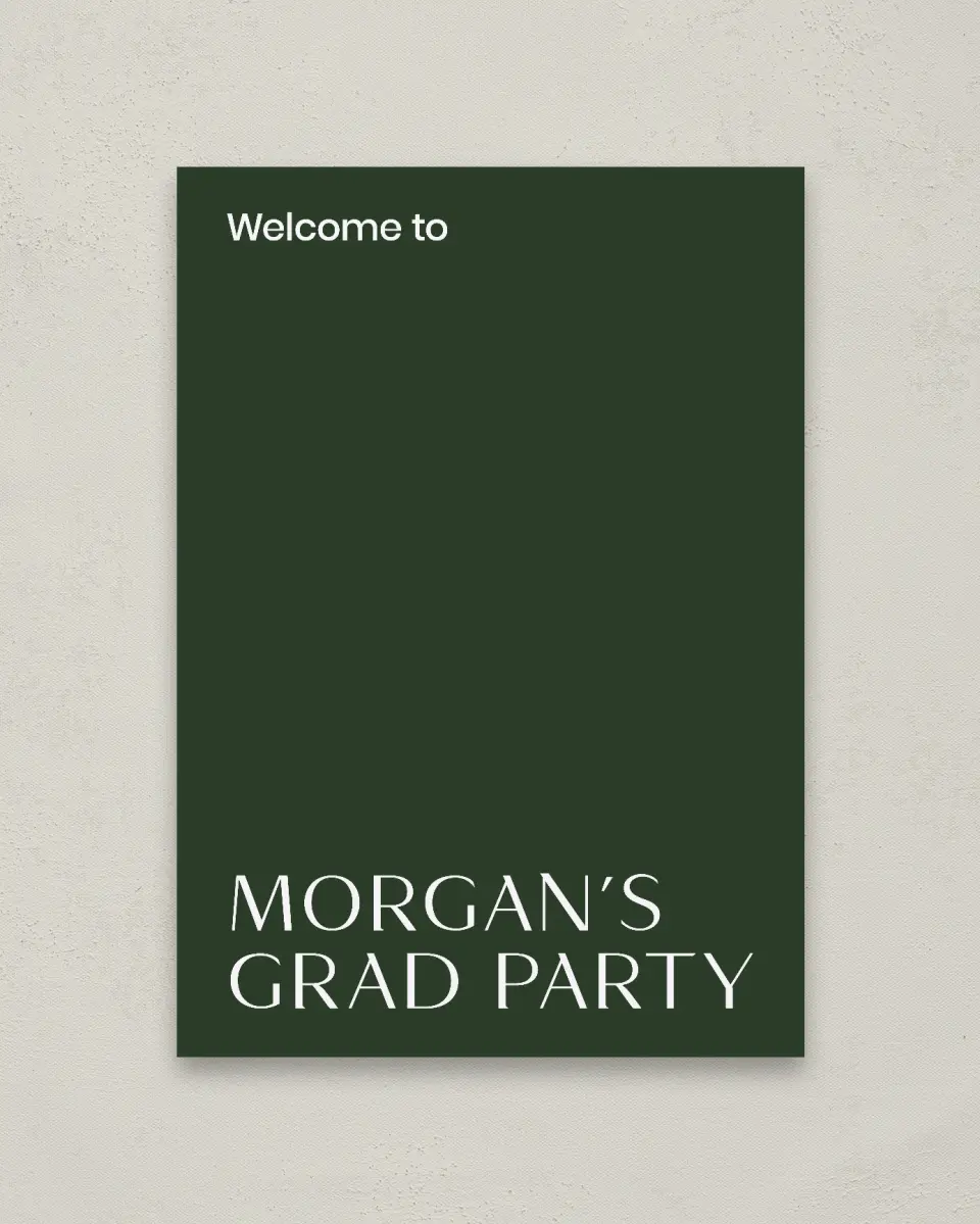 This is a 20" x 28" Welcome Grad Sign called Spotlight Grad printed in full color