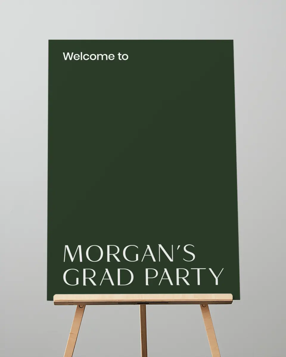 This is a 20" x 28" Welcome Grad Sign called Spotlight Grad printed in full color