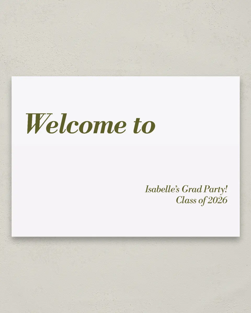 This is a 20" x 28" Welcome Grad Sign called Grad Year printed in full color