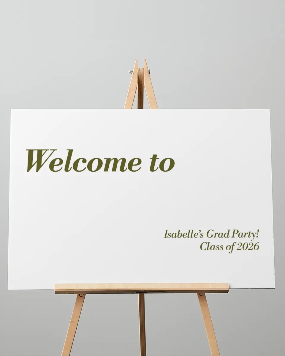 This is a 20" x 28" Welcome Grad Sign called Grad Year printed in full color