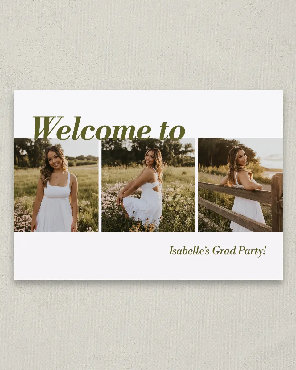 This is a 20" x 28" Welcome Grad Sign called Grad Year printed in full color