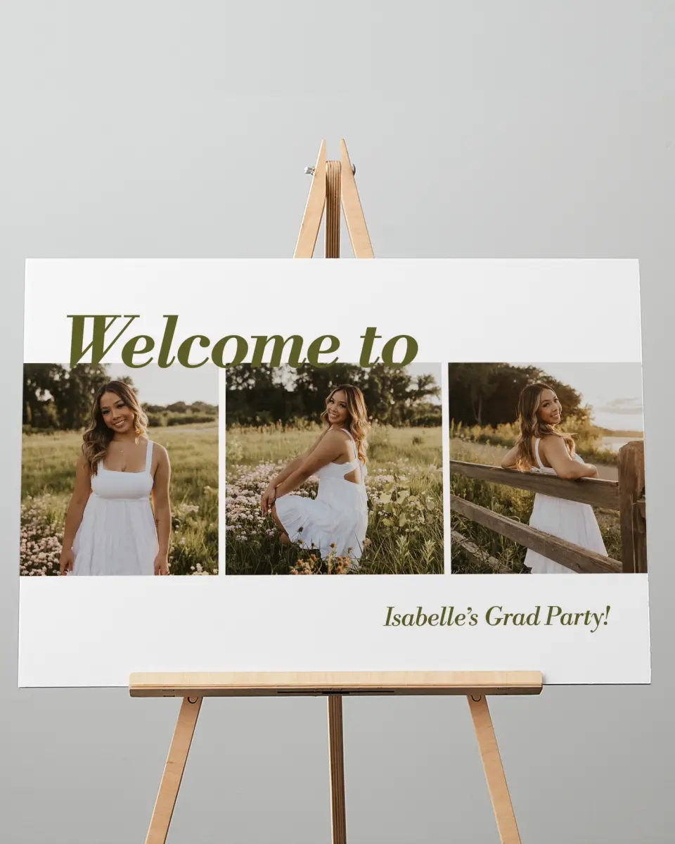 This is a 20" x 28" Welcome Grad Sign called Grad Year printed in full color