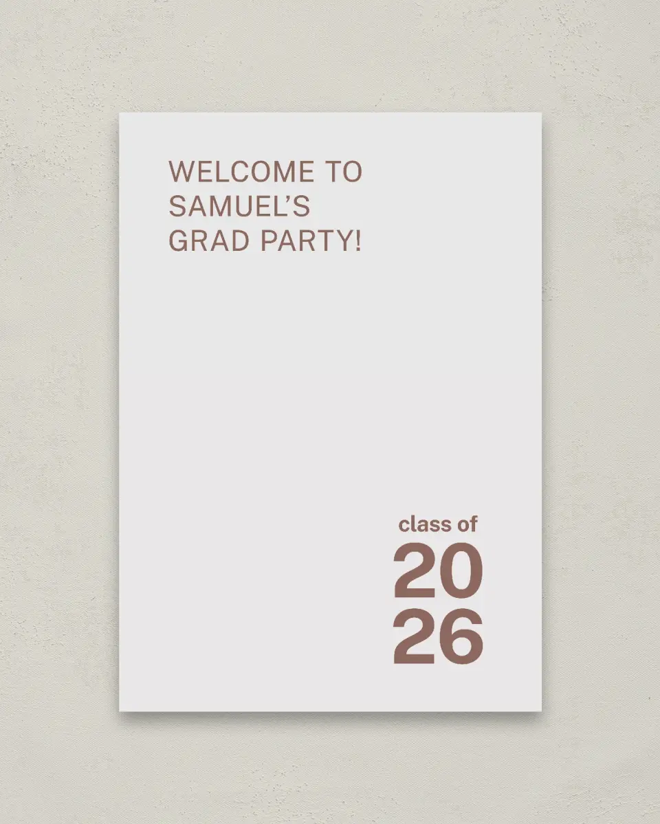 This is a 20" x 28" Welcome Grad Sign called Graduation Time printed in full color