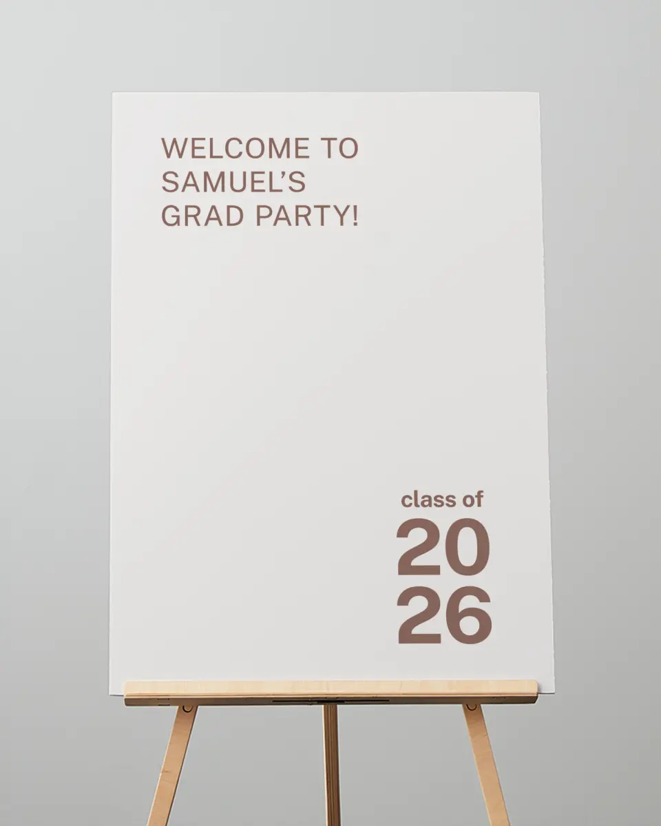 This is a 20" x 28" Welcome Grad Sign called Graduation Time printed in full color