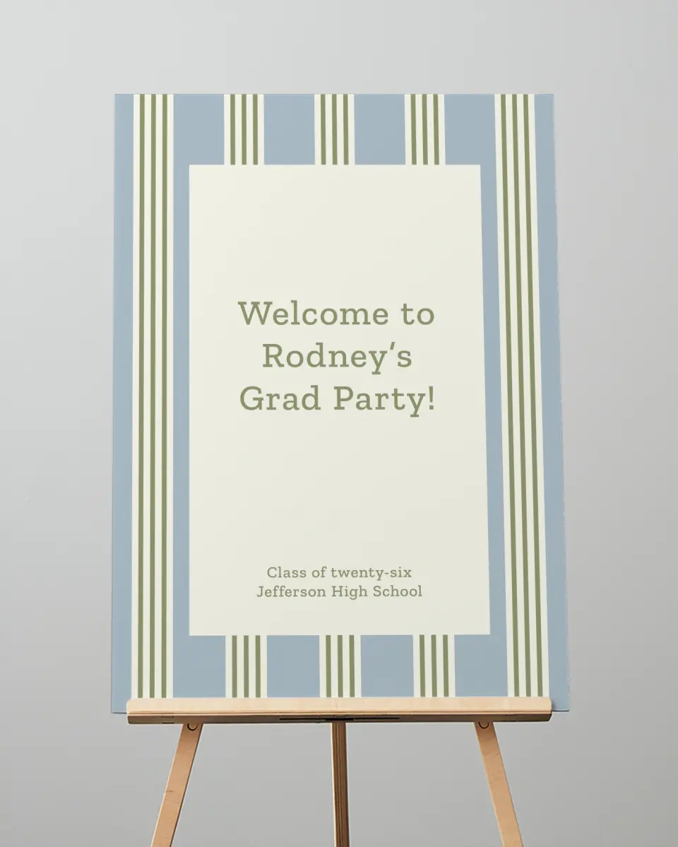 This is a 20" x 28" Welcome Grad Sign called Framed in Excellence printed in full color