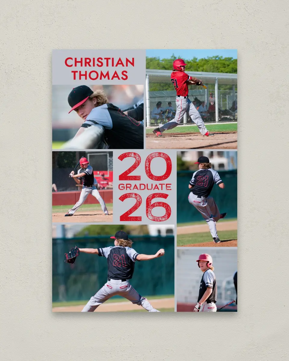 This is a 20" x 28" Welcome Grad Sign called Big Hitter printed in full color