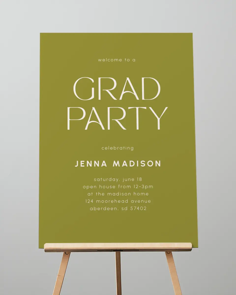 This is a 20" x 28" Welcome Grad Sign called Only the Beginning printed in full color