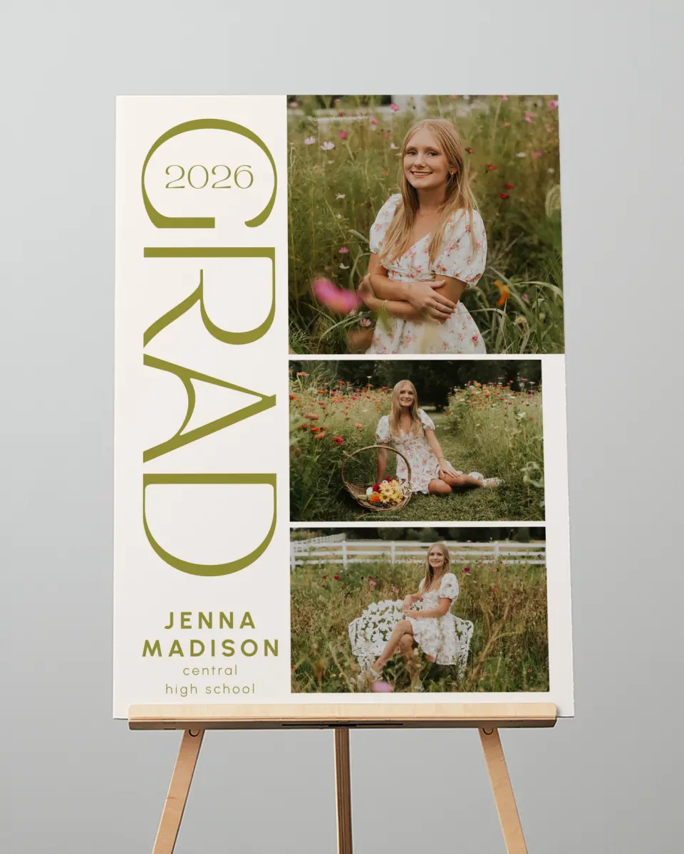 This is a 20" x 28" Welcome Grad Sign called Only the Beginning printed in full color