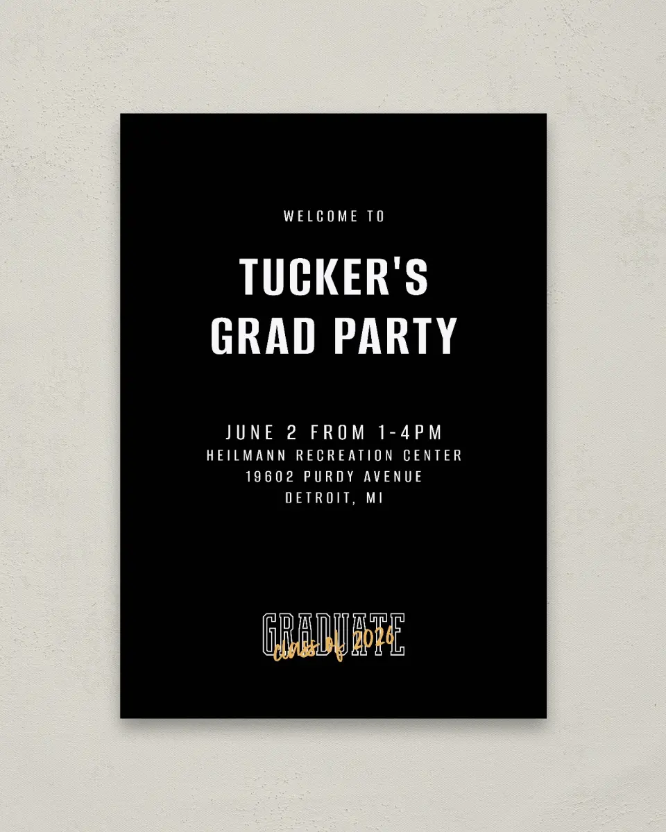 This is a 20" x 28" Welcome Grad Sign called Onward and Upward printed in full color