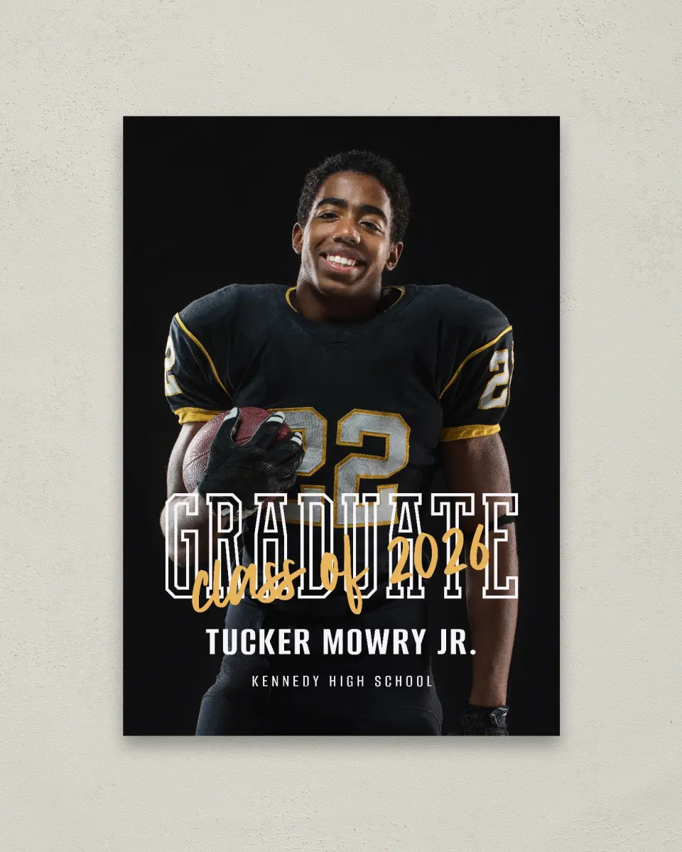 This is a 20" x 28" Welcome Grad Sign called Onward and Upward printed in full color