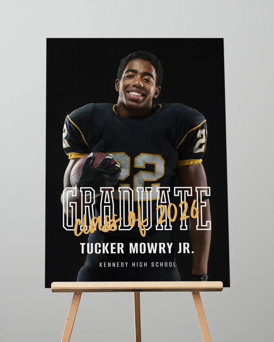 This is a 20" x 28" Welcome Grad Sign called Onward and Upward printed in full color