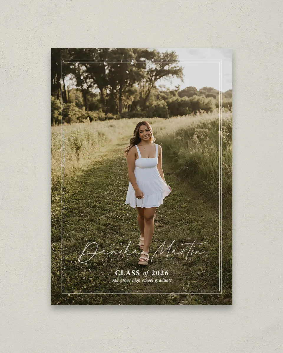 This is a 20" x 28" Welcome Grad Sign called Monumental Moment printed in full color