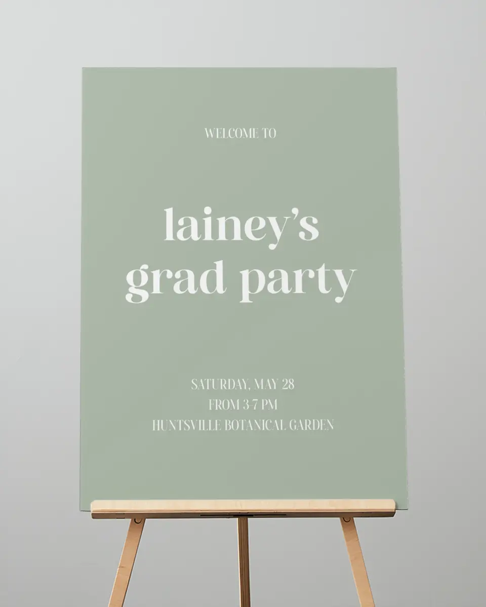 This is a 20" x 28" Welcome Grad Sign called Sweet Smiles printed in full color