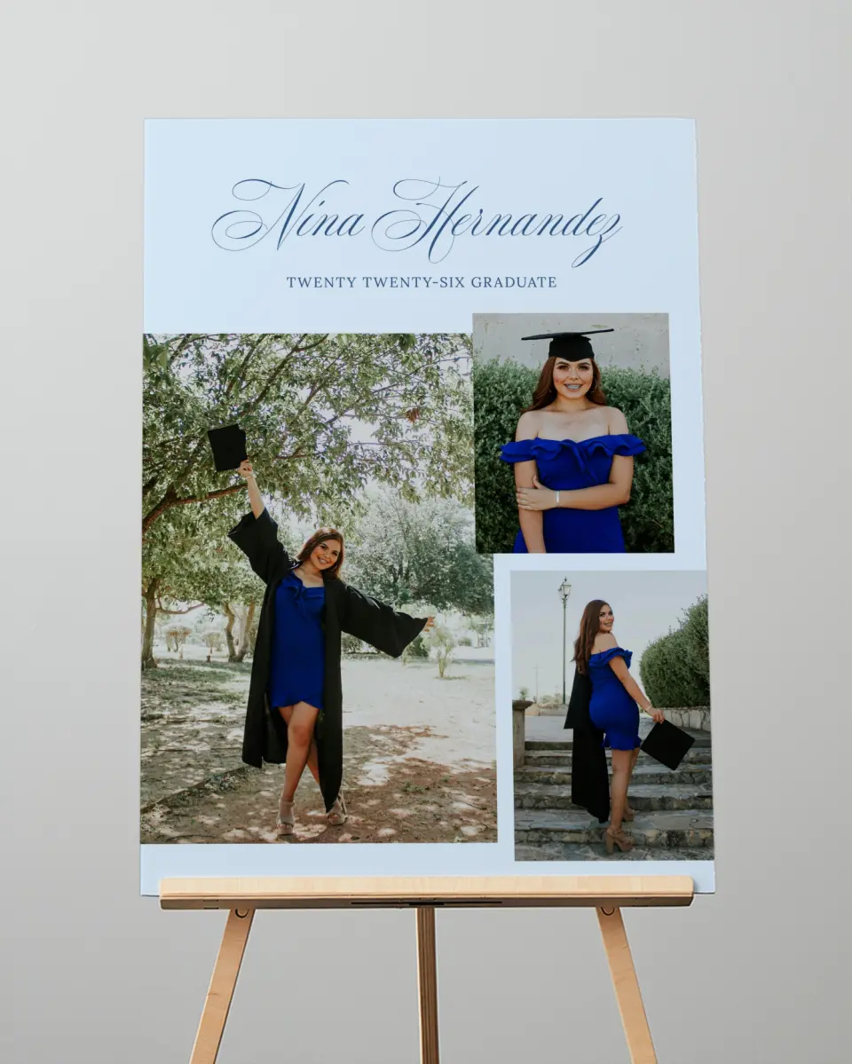 This is a 20" x 28" Welcome Grad Sign called The End of an Era printed in full color