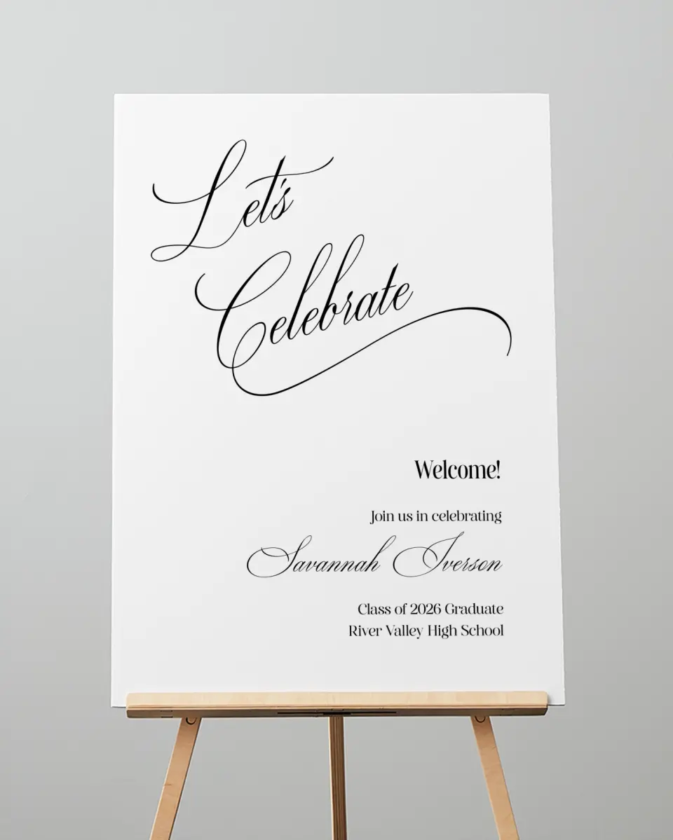 This is a 20" x 28" Welcome Grad Sign called Smart & Classy printed in full color