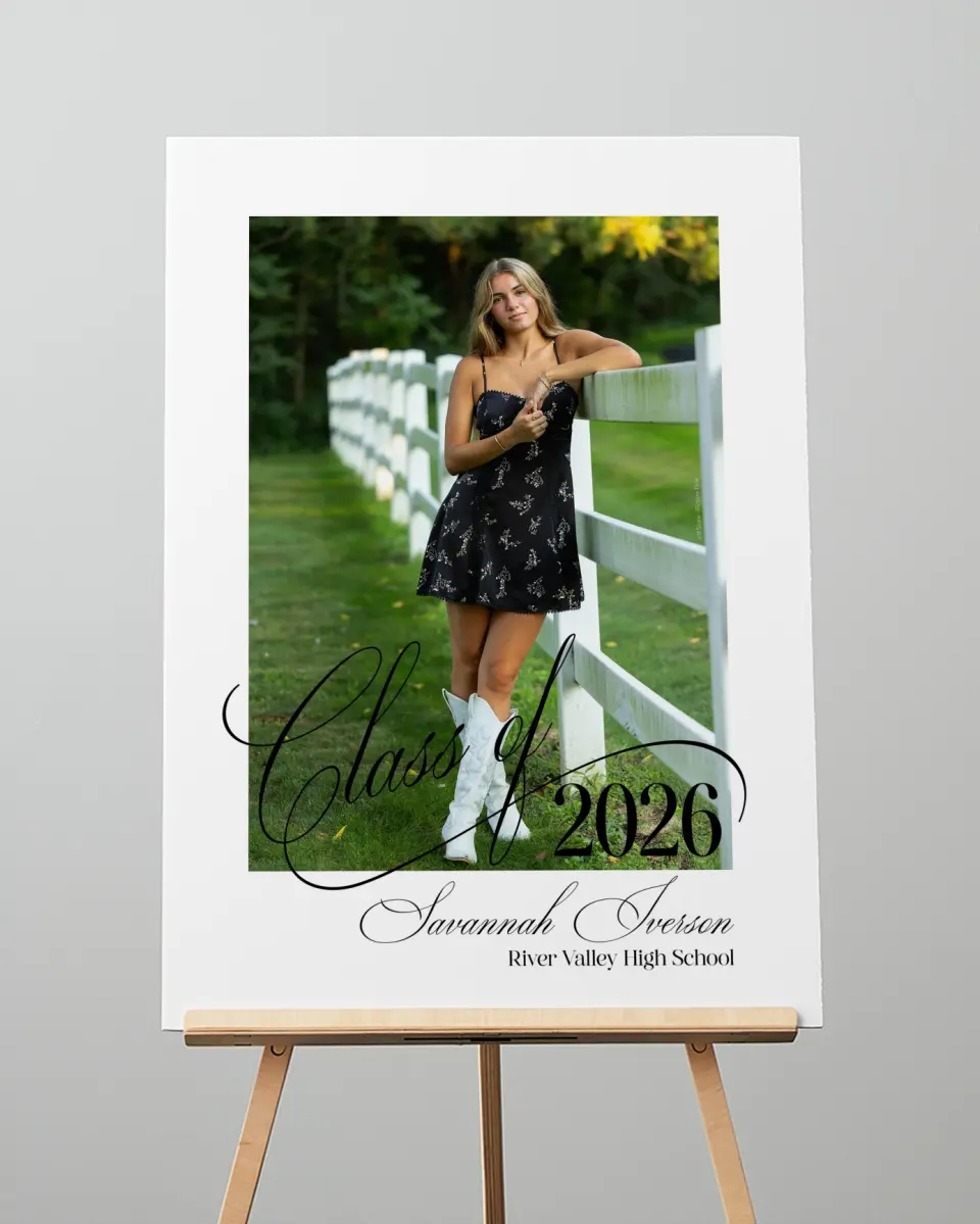 This is a 20" x 28" Welcome Grad Sign called Smart & Classy printed in full color