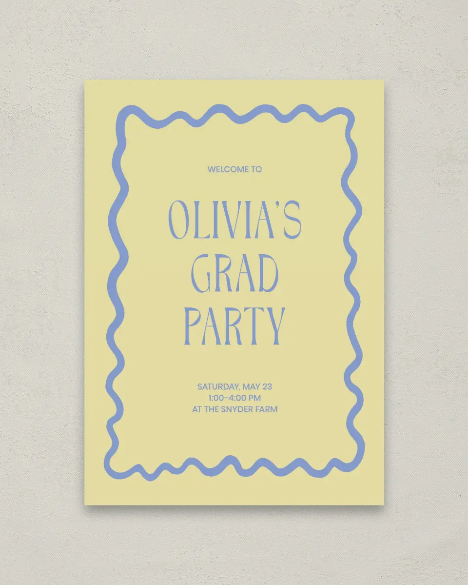 This is a 20" x 28" Welcome Grad Sign called Funky Colorful Cute printed in full color