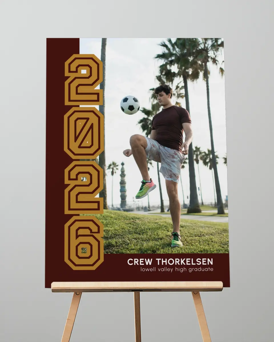 This is a 20" x 28" Welcome Grad Sign called Competitive Nature printed in full color