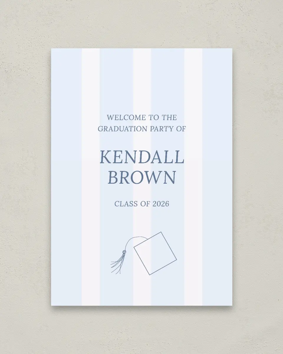 This is a 20" x 28" Welcome Grad Sign called Graduation Art printed in full color